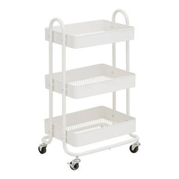 Acero Three Tier White Metal Trolley