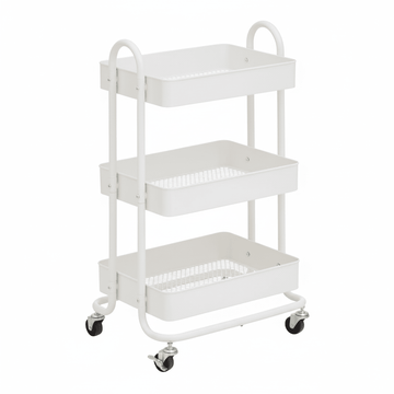 Acero Three Tier White Metal Trolley