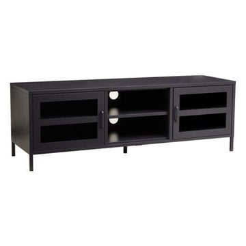 Acier Two Door Black Metal Media Unit