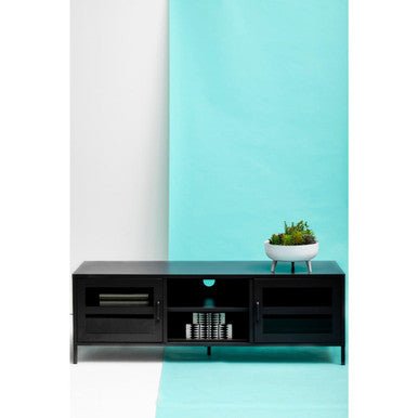Acier Two Door Black Metal Media Unit