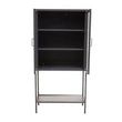 Acier Two Door Grey Metal Cabinet With Glass Doors