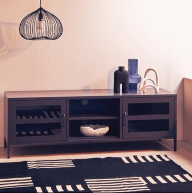 Acier Two Door Grey Metal Media Unit