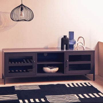 Acier Two Door Grey Metal Media Unit