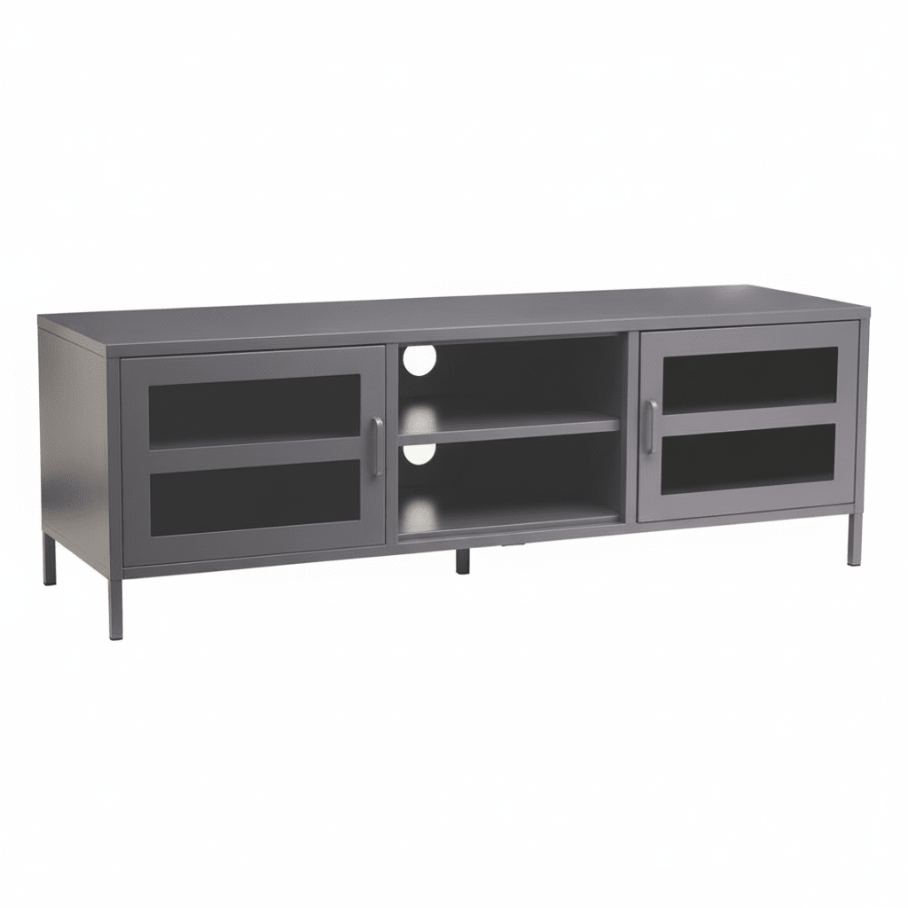 Acier Two Door Grey Metal Media Unit