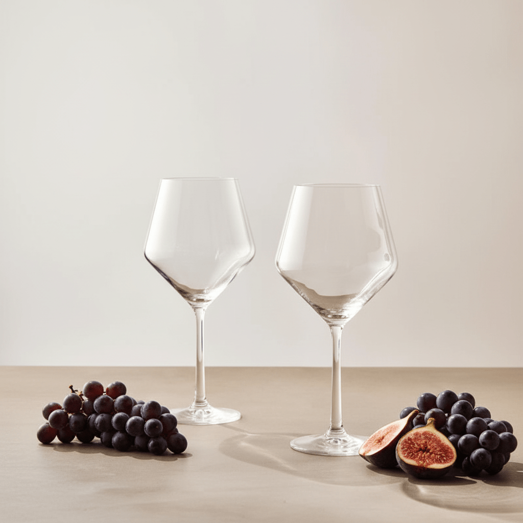 Ada Set Of 2 Crystal Burgundy Glasses