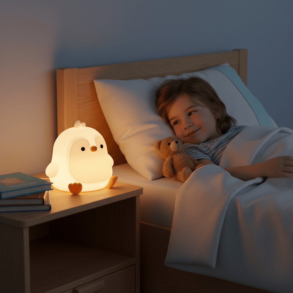 Adorable Penguin Night Light - Rechargeable Silicone Touch Lamp for Kids Bedroom