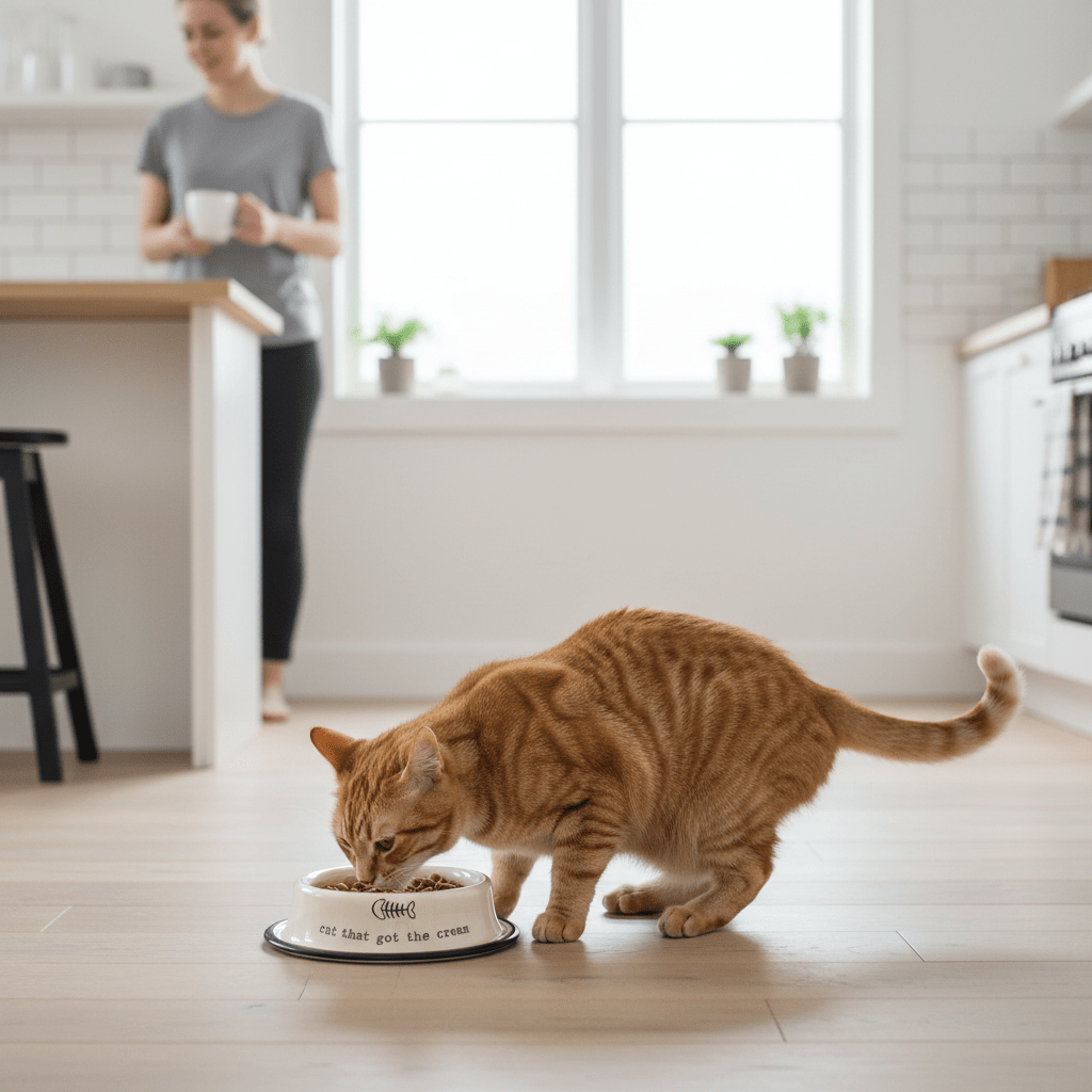 Adore Pets 0.4Ltr Cat That Got The Cream Bowl