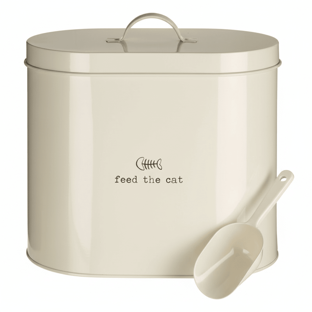 Adore Pets 6.5Ltr Feed The Cat Food Cream Storage Bin With Spoon