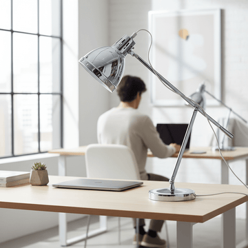 Adura Adjustable Desk Table Lamp In Pink And Chrome