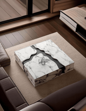 Aesop Low Coffee Table, Square Marble