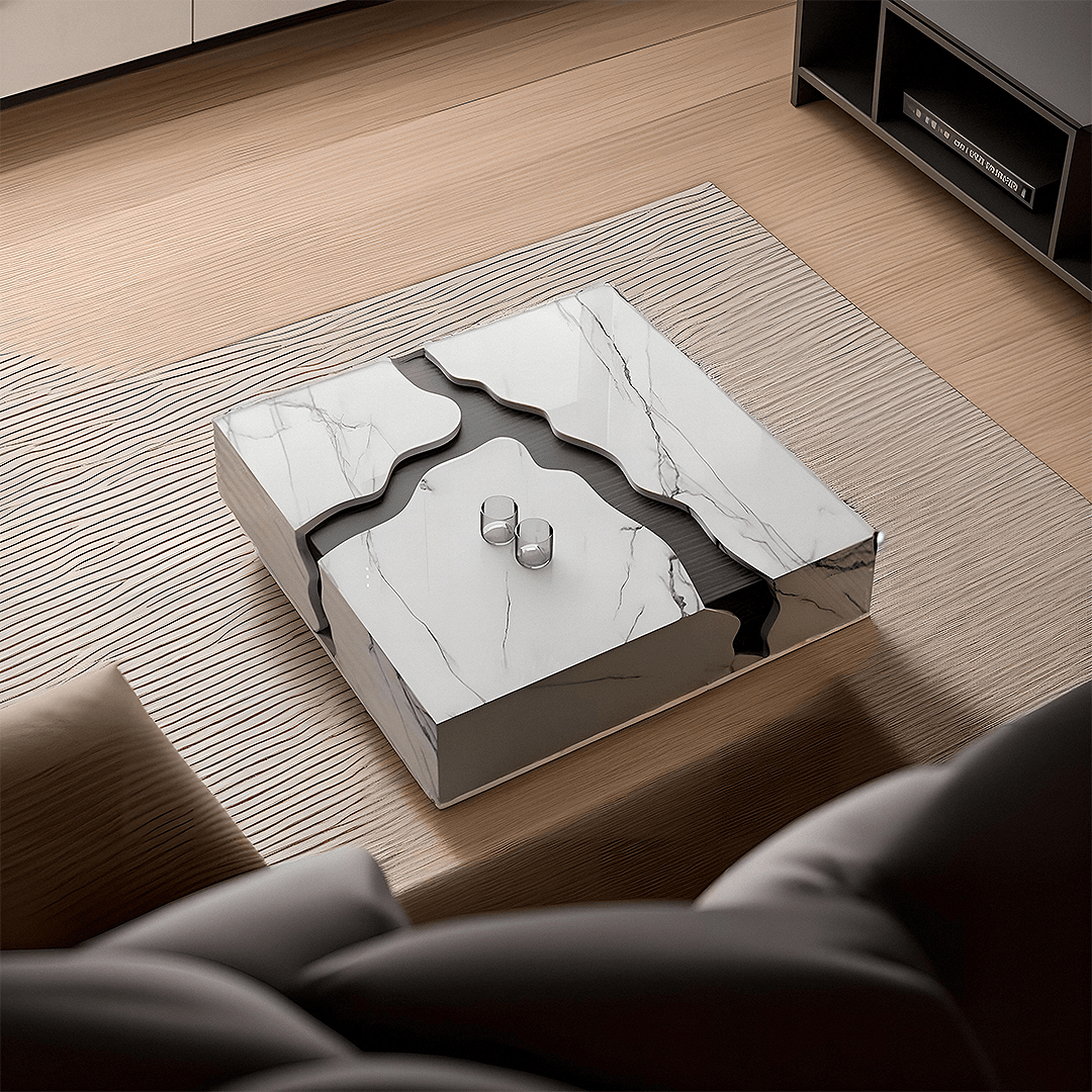 Aesop Low Coffee Table, Square Marble