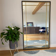 Aimi - Full Length Black & Gold Metal Rectangle Window Mirror - 180cm x 105cm.