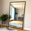 Aimi - Full Length Black & Gold Metal Rectangle Window Mirror - 180cm x 105cm.