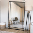 Aimi - Full Length Black Metal Rectangle Window Mirror - 180cm x 105cm.