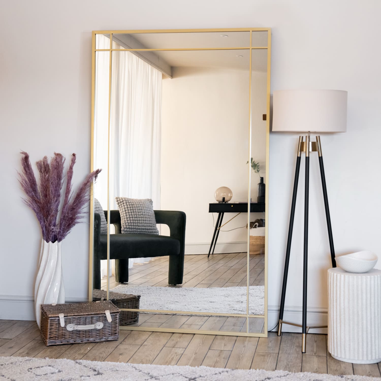 Aimi - Full Length Gold Metal Rectangle Window Mirror - 200cm x 120cm