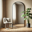Akiko - Full Length Black Metal Arched Mirror - 150cm x 60cm