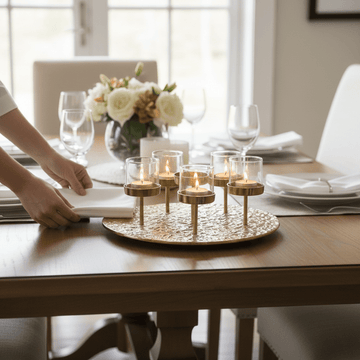 Akola Antique Gold and Glass Tealight Holder