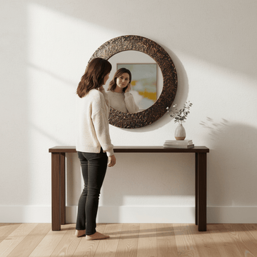 Akola Copper Finish Round Wall Mirror