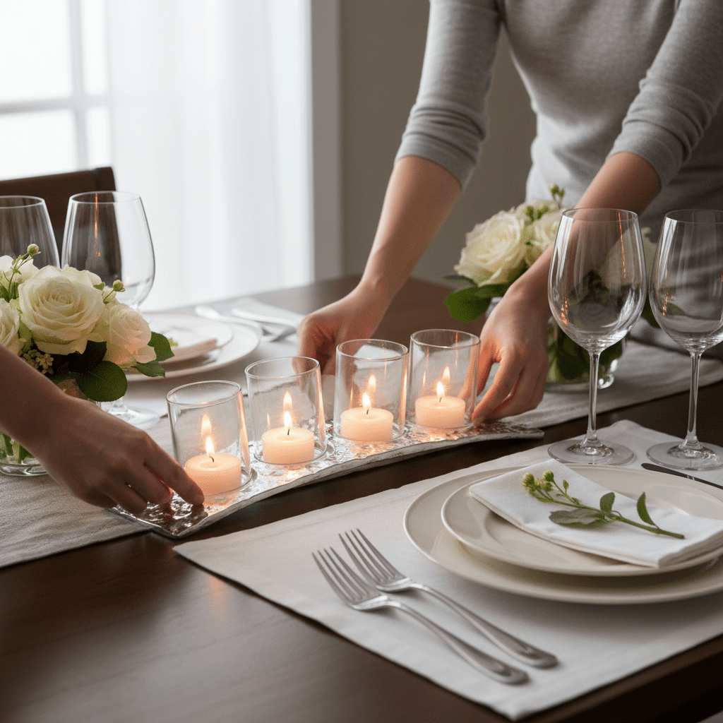 Akola Curved 4 Tealight Holder in Silver