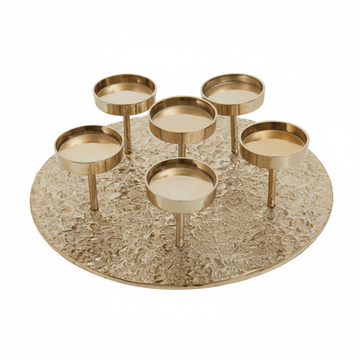 Akola Gold Round Six Pillar Candle Holder
