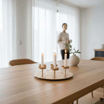 Akola Gold Round Six Pillar Candle Holder