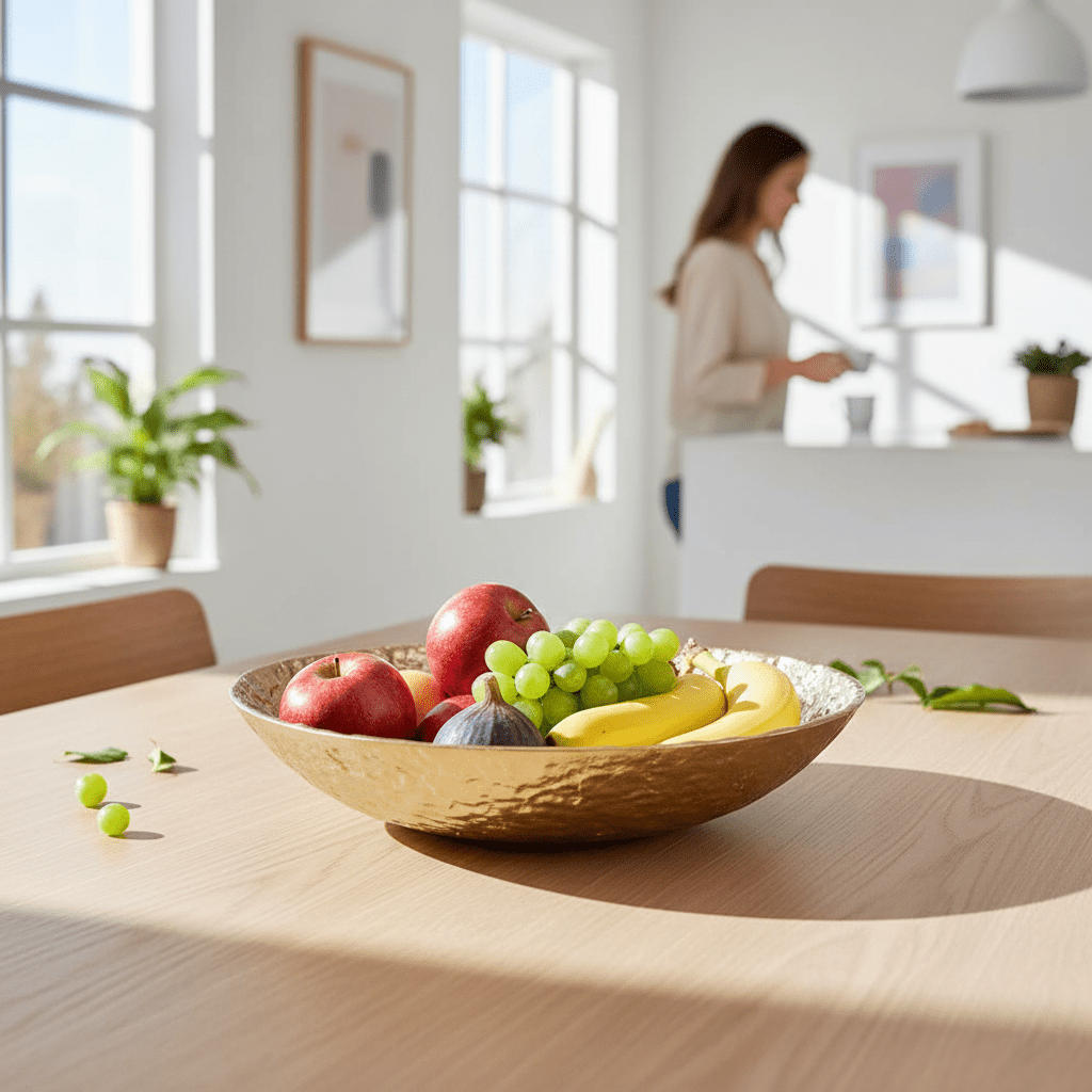 Akola Gold Textured Round Metal Bowl