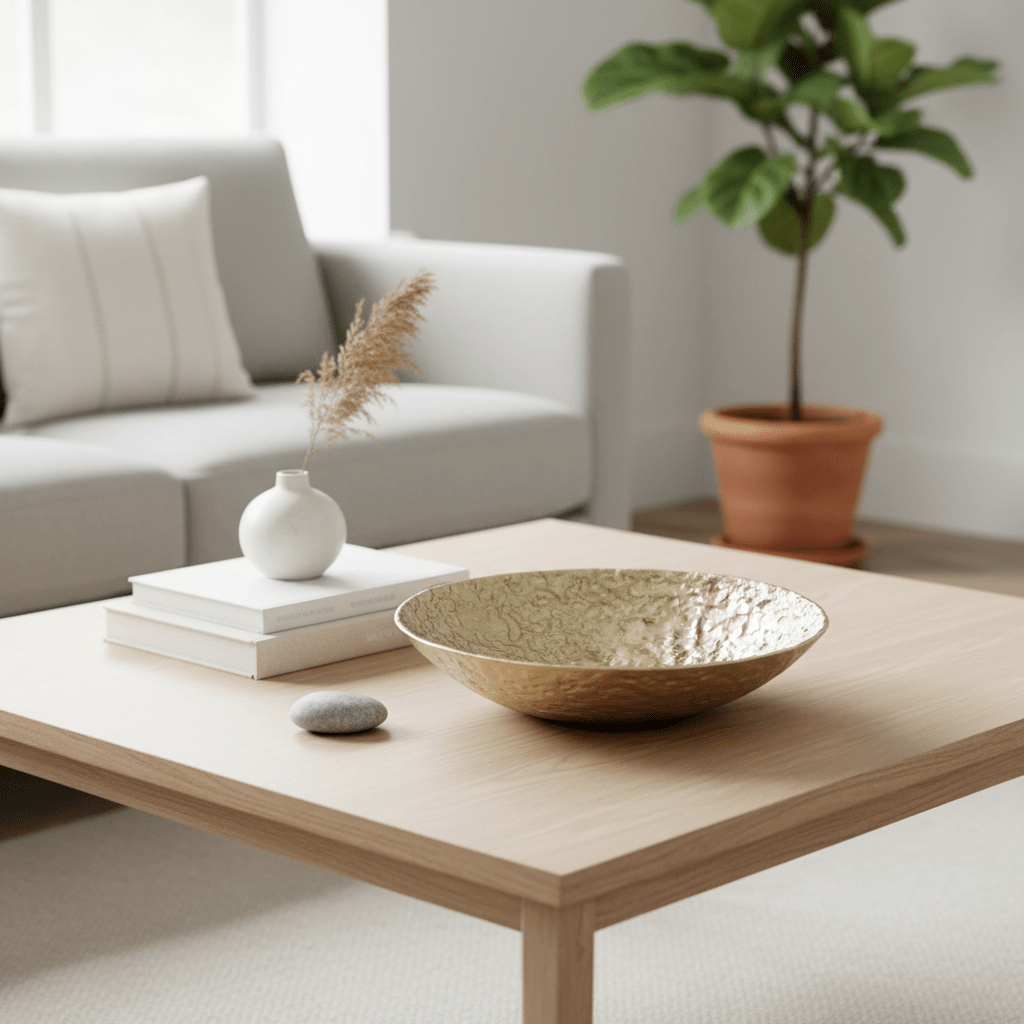 Akola Gold Textured Round Metal Bowl