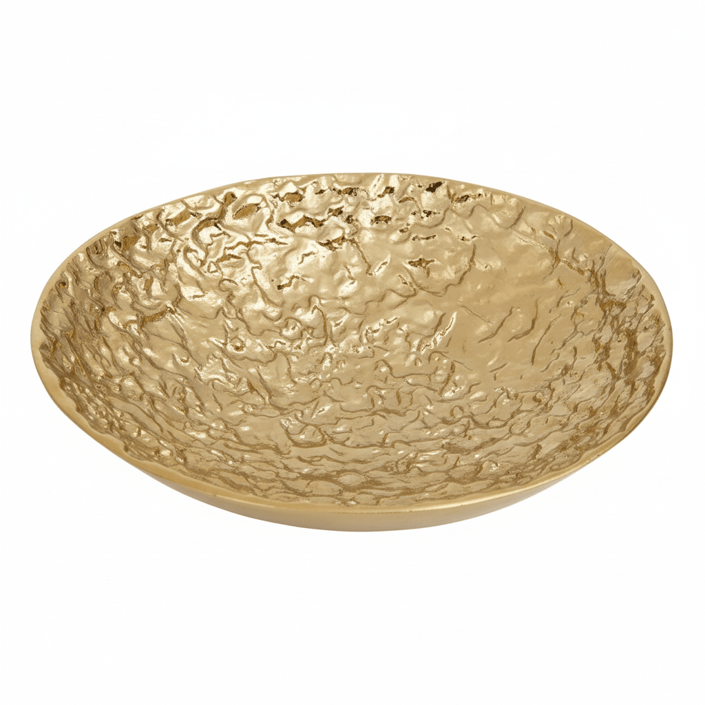 Akola Gold Textured Round Metal Bowl