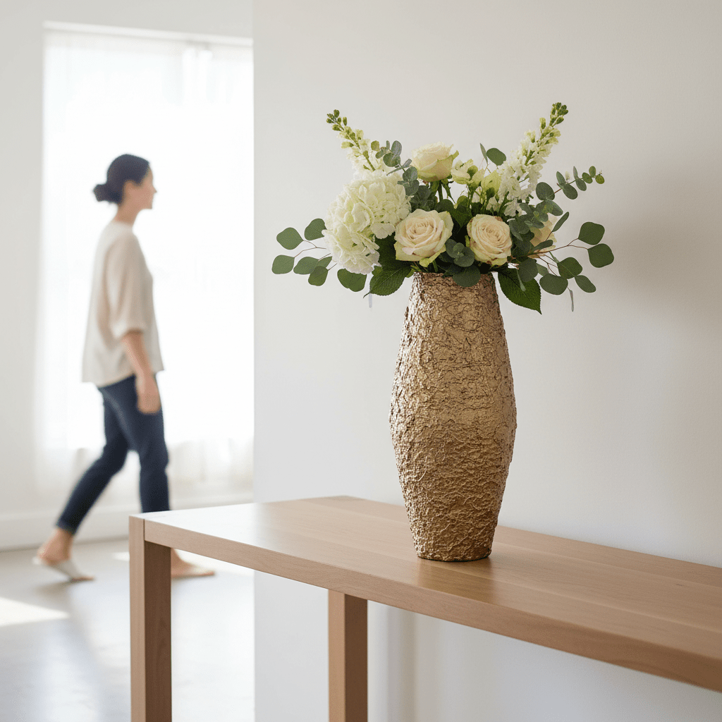 Akola Large Gold Textured Metal Vase