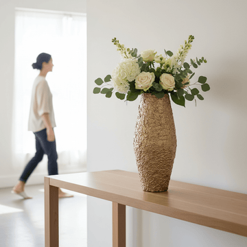 Akola Large Gold Textured Metal Vase