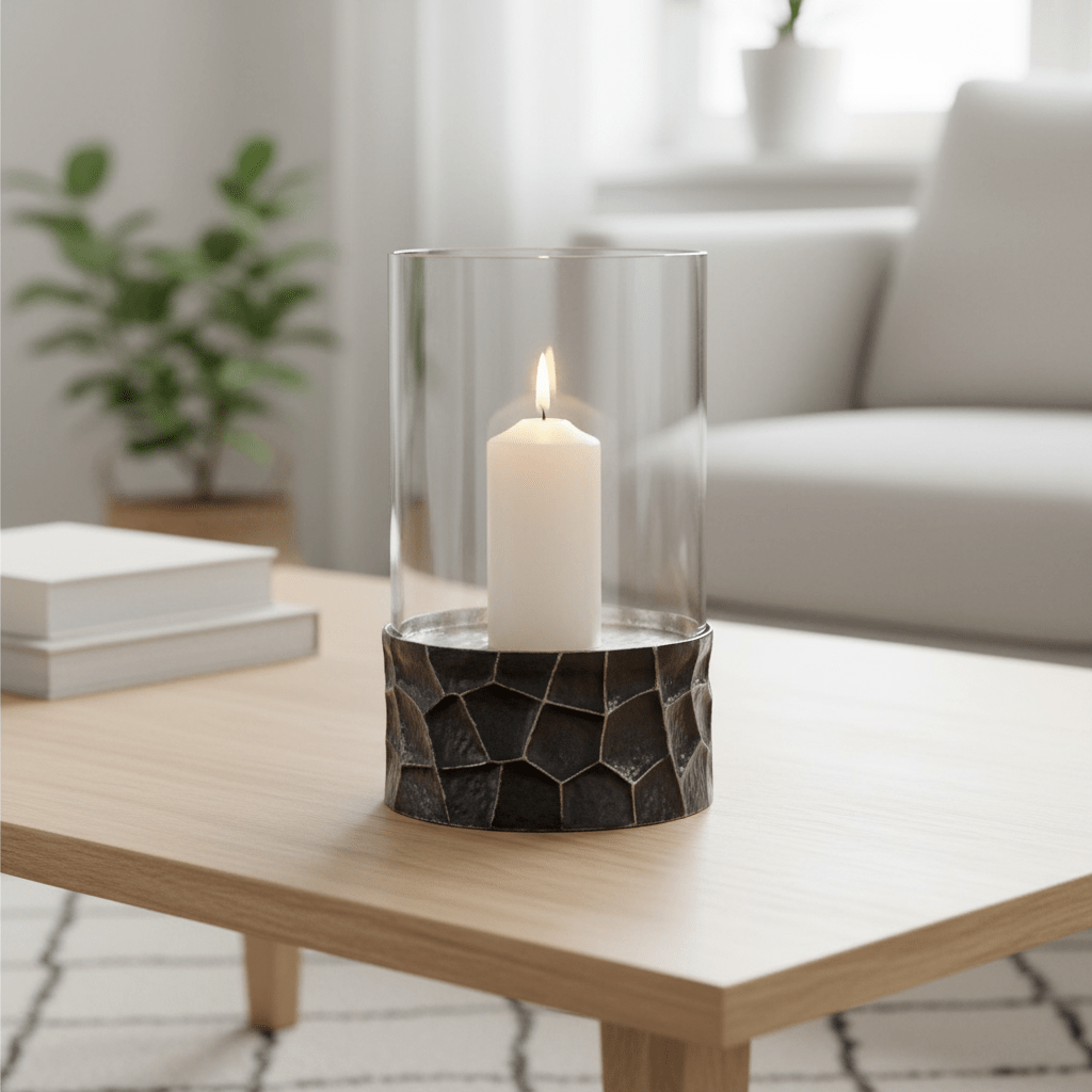 Akola Large Hurricane Hammered Candle Holder