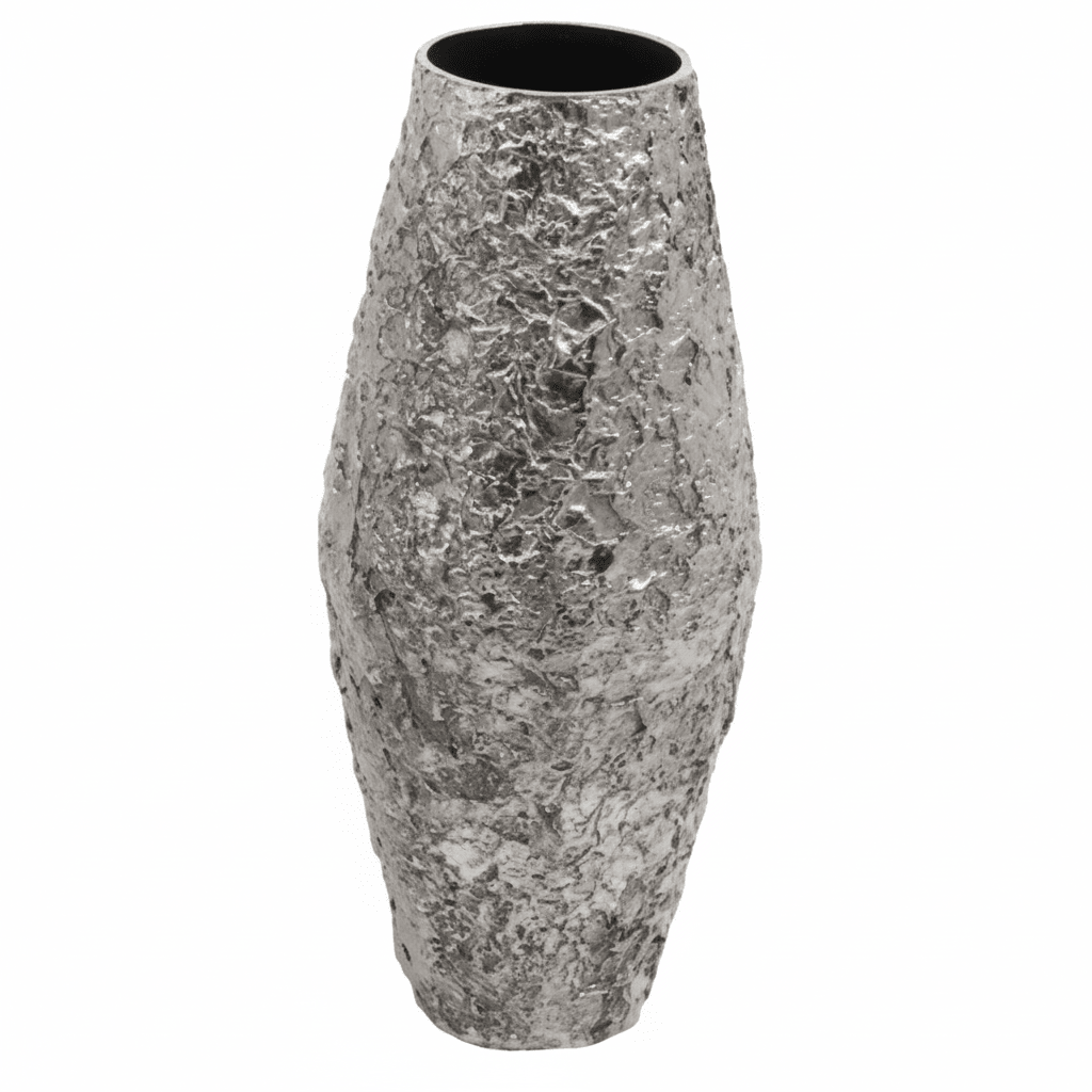 Akola Large Silver Textured Metal Vase