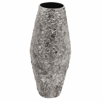 Akola Large Silver Textured Metal Vase
