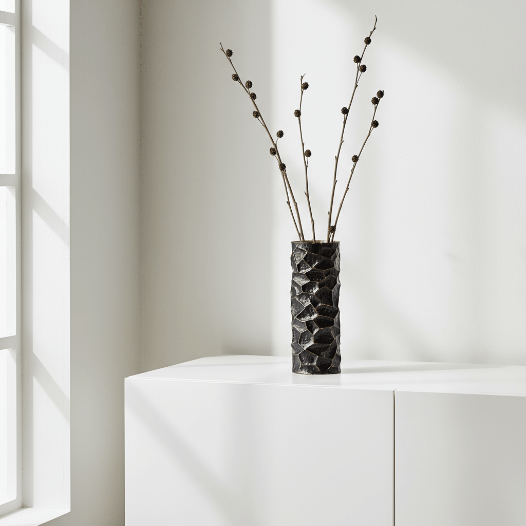 Akola Largemetal Vase In Black And Gold