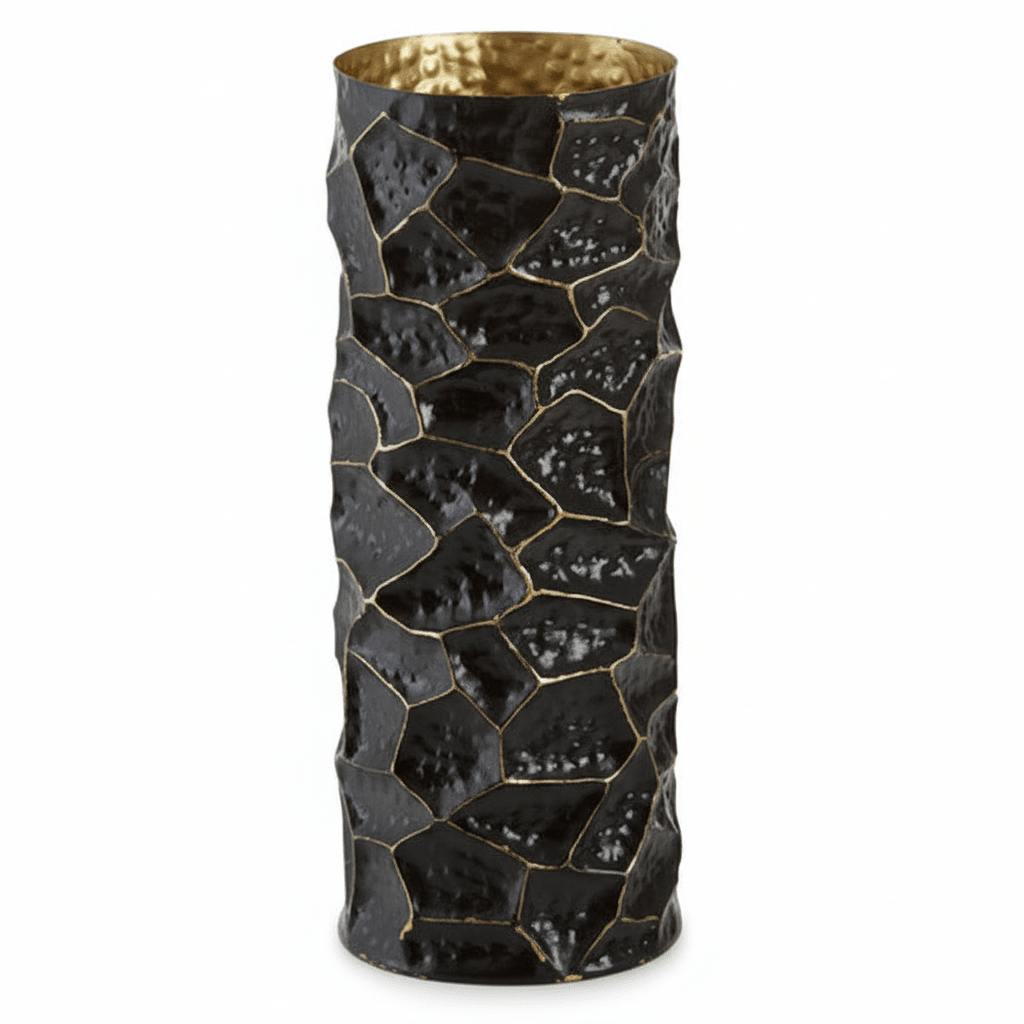 Akola Largemetal Vase In Black And Gold