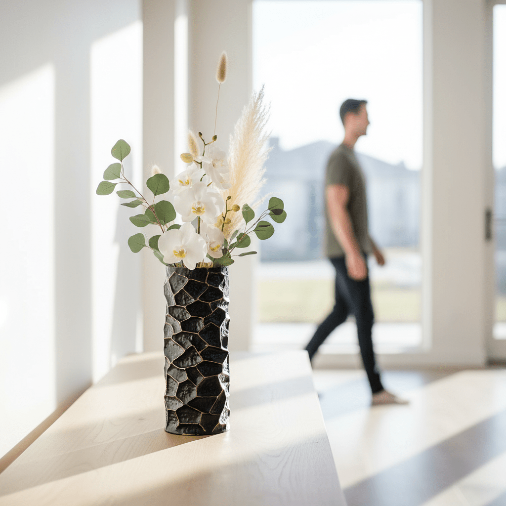 Akola Largemetal Vase In Black And Gold