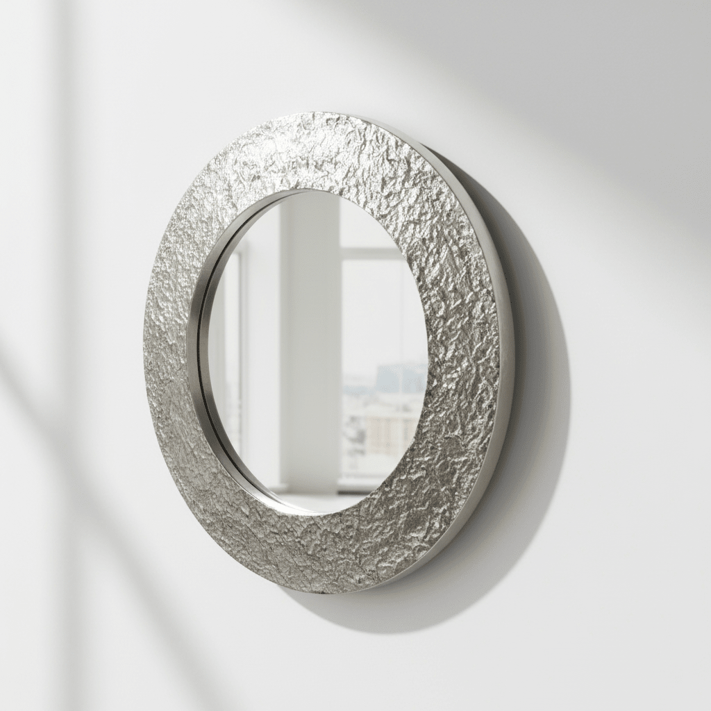 Akola Nickle Finish Round Wall Mirror