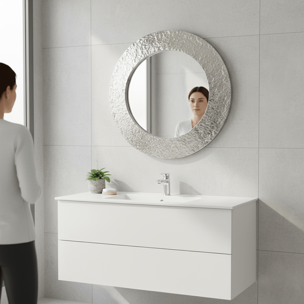 Akola Nickle Finish Round Wall Mirror