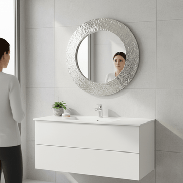 Akola Nickle Finish Round Wall Mirror