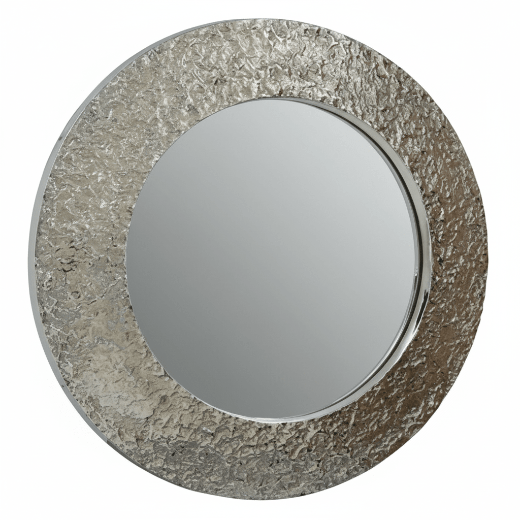 Akola Nickle Finish Round Wall Mirror