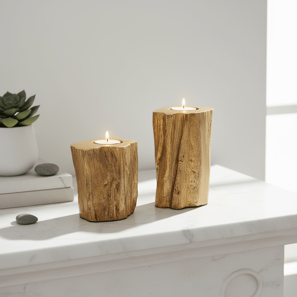 Akola Set Of Two Gold Tealight Holders