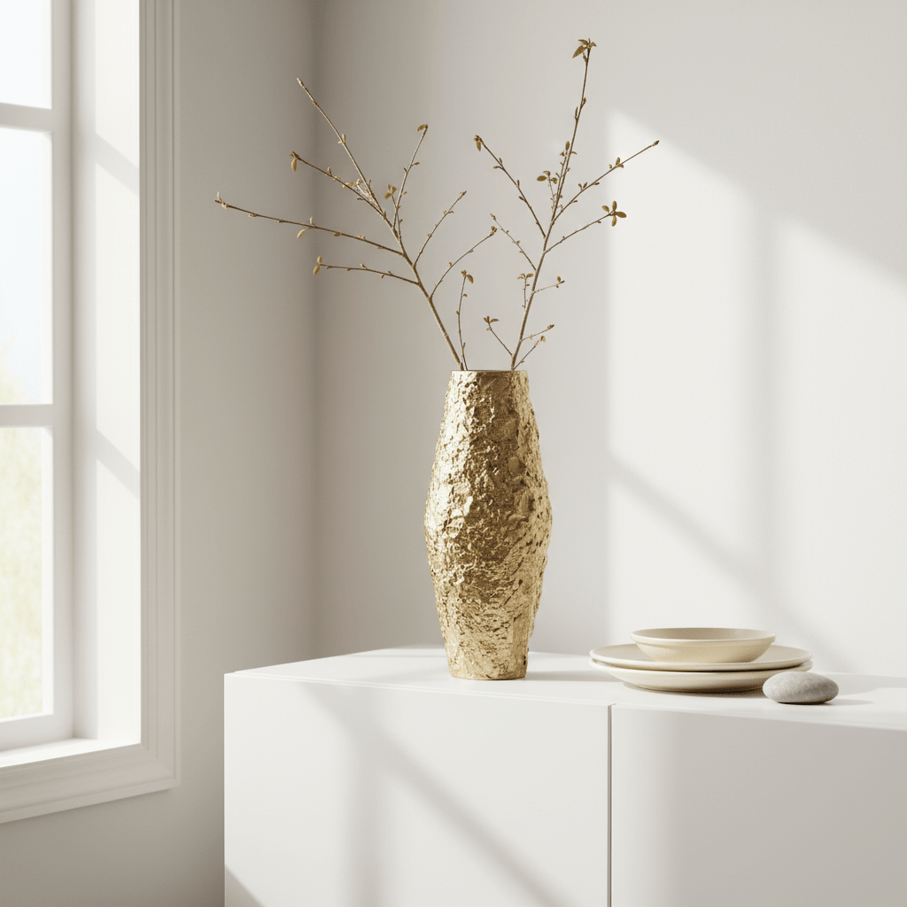 Akola Small Gold Textured Metal Vase