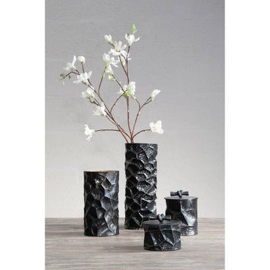 Akola Small Metal Vase In Black And Gold