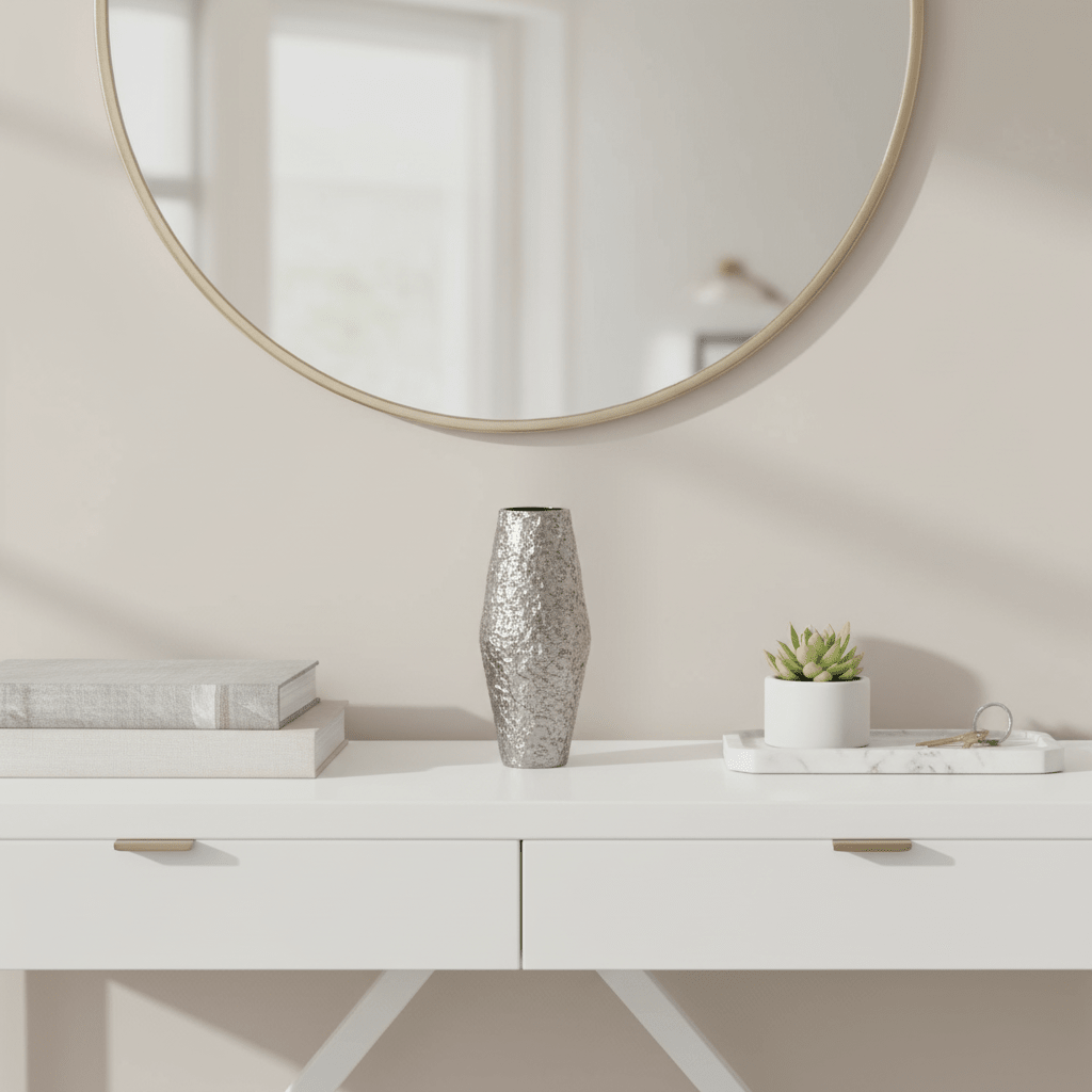 Akola Small Silver Textured Metal Vase