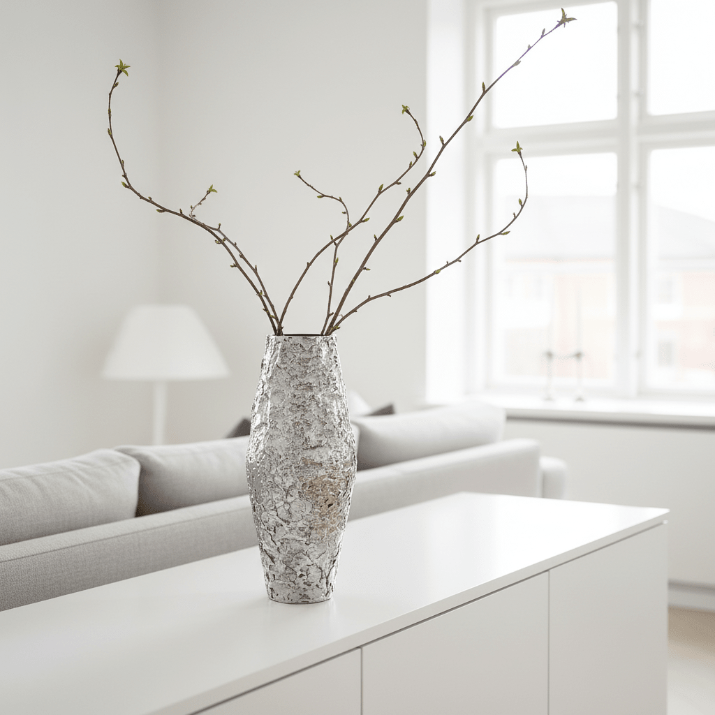 Akola Small Silver Textured Metal Vase