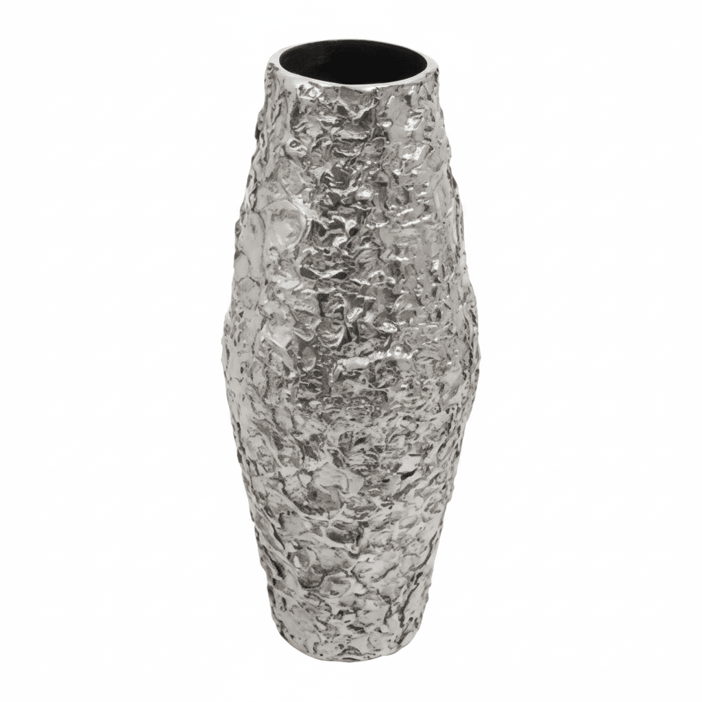 Akola Small Silver Textured Metal Vase