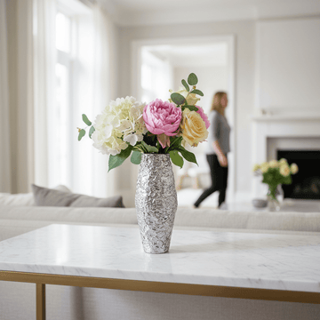 Akola Small Silver Textured Metal Vase