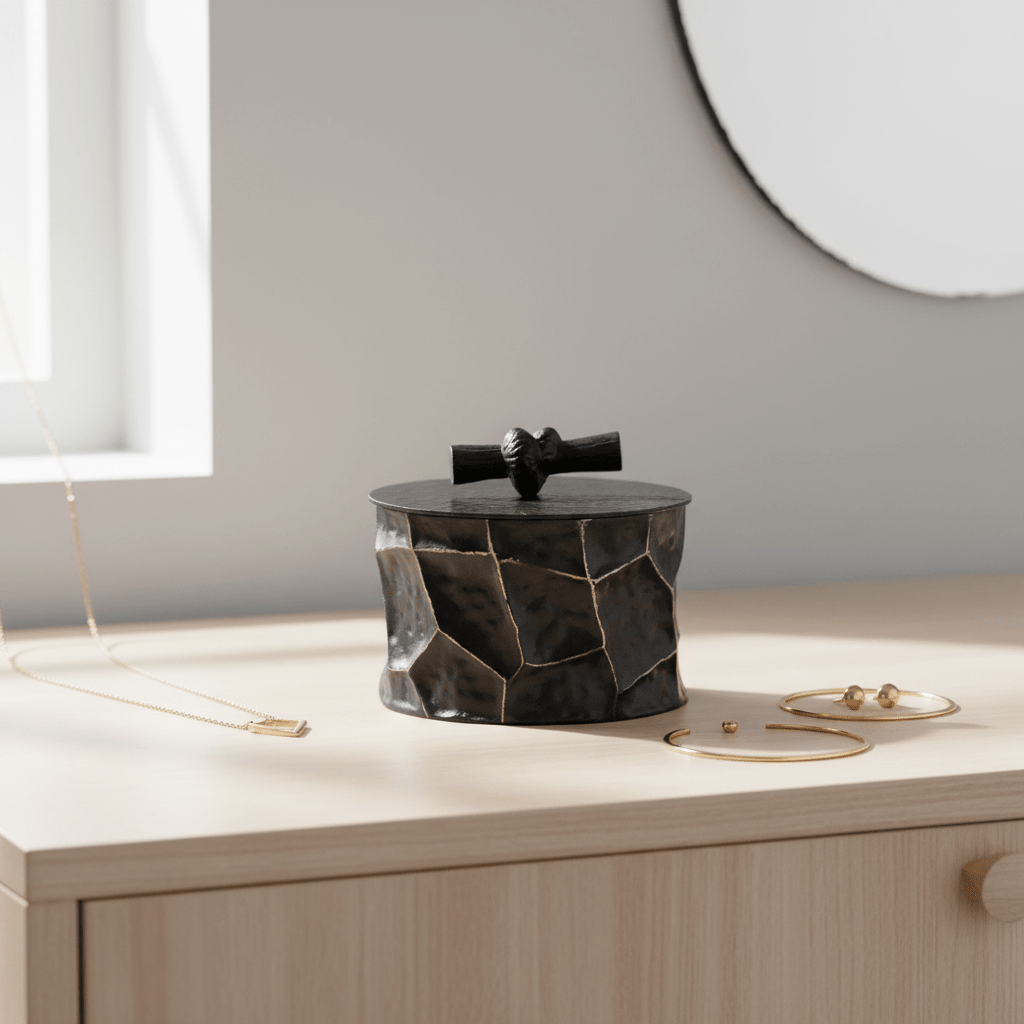 Akola Small Trinket Box In Black And Gold