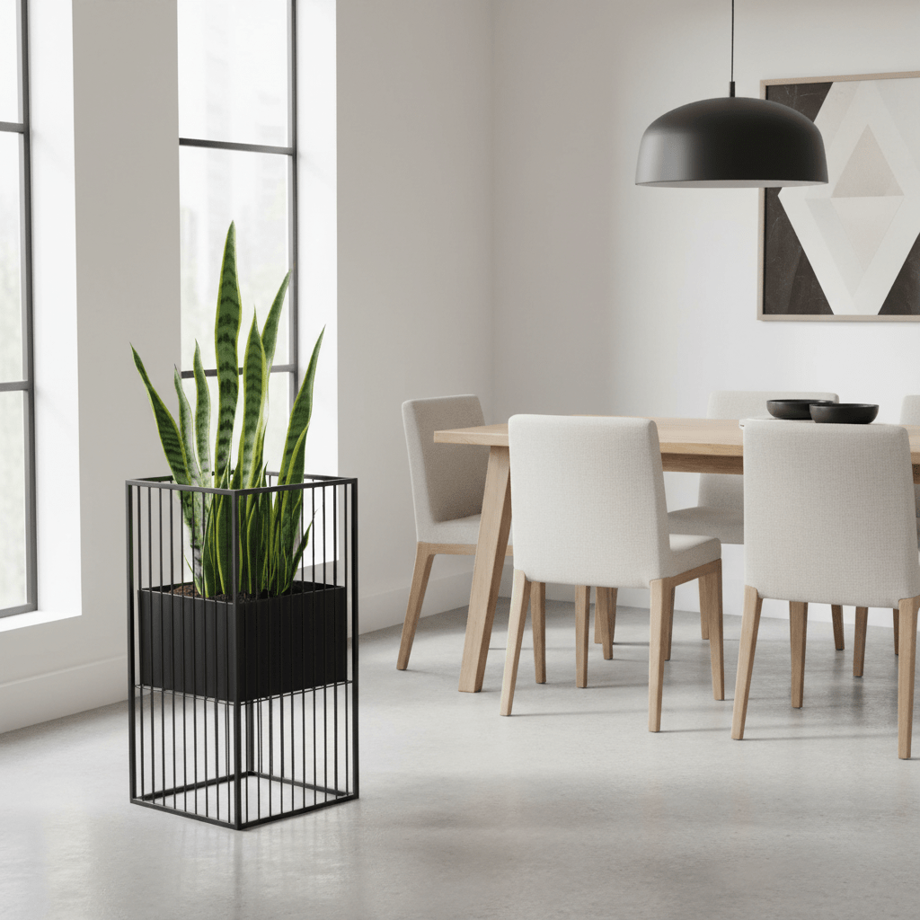 Alden Black Floor Standing Planter