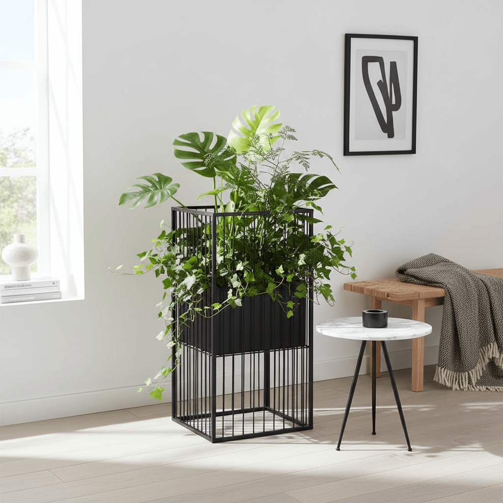 Alden Black Floor Standing Planter